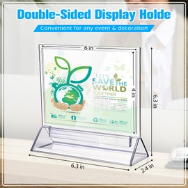 Yalikop 36 Pack Acrylic Sign Holders 6 x 4 Inches, Double Sided Picture Frame Bulk, Vertical Clear Table Menu Display Stand for Wedding Reception Party Office Store Restaurant Centerpiece, Horizontal