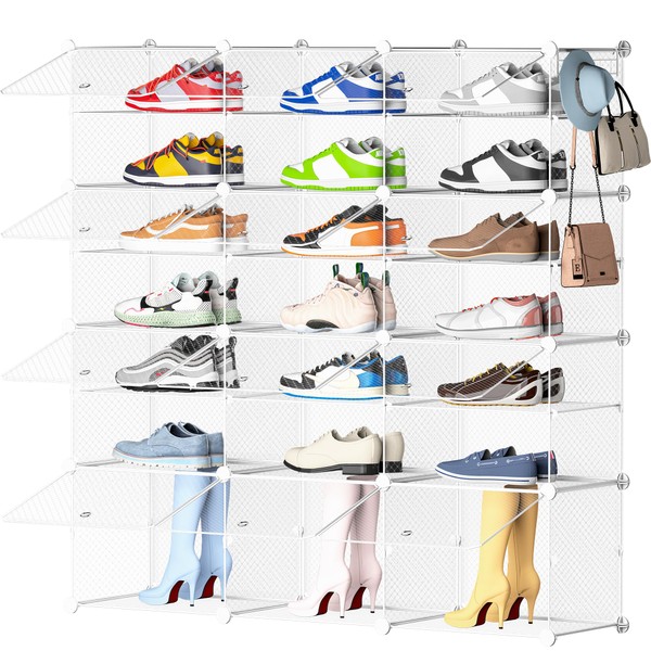 HOMIDEC Shoe Storage, Oversized 3 x 7 Tier Shoe Rack, shoe box for 42 Pair Shoes, Multifunctional Dust-proof Shoe Storage Cabinet for All Kinds of Shoes, Books, Toys and Clothing(transparent)