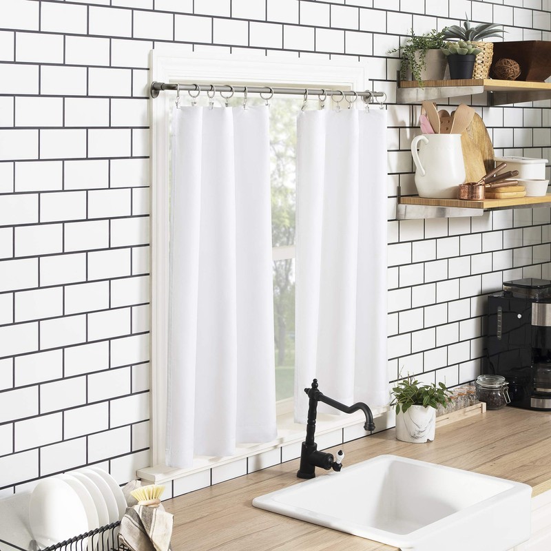 No. 918 Martine Microfibre Valance and Tier Set, Semi Clear,