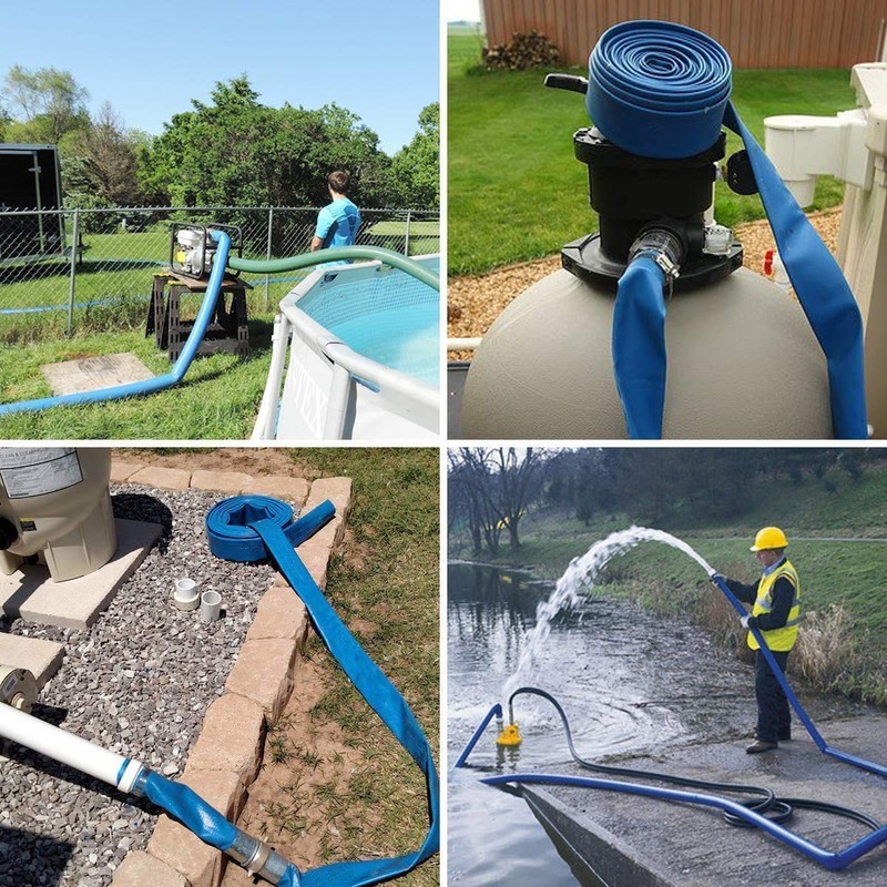 Eastrans 2.5" x 50 FT Pool Backwash Hose,Flat 4 inch