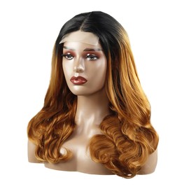Hxxcoup Women's Real Hair Wig, 4x1 Lace Human Hair Wig, 1B/30 Ombre Brown Body Wave Pre-Plucked Hairline with Baby Hair, Unprocessed Hair, Transparent Lace for Women, Minimal Smell, 32 Inches (81 cm)