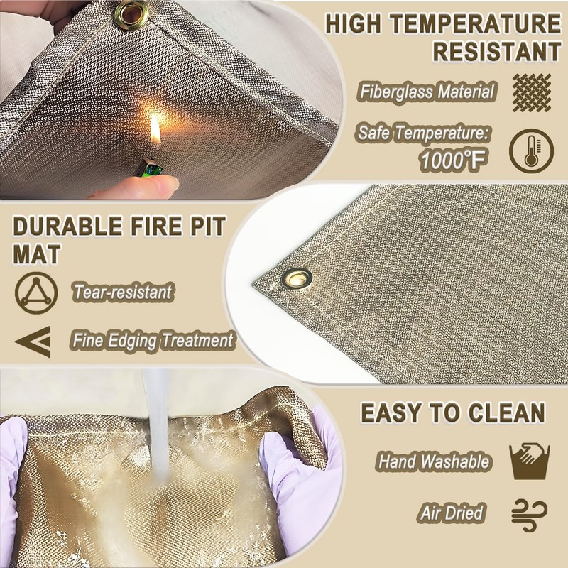 Woxiove 39.4" Square Fire Pit Mat, Heat Resistant Fireproof Blanket