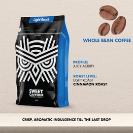 Sweet Caffeine Coffee, Light Roast Whole Bean Coffee, Specialty Colombian Coffee, Superior Huila Artisan Blend, 100% Arabica Coffee, Aromatic, Chocolate notes 12 Oz