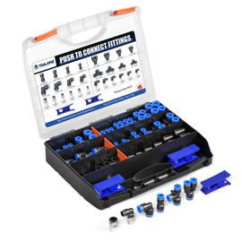 TAILONZ PNEUMATIC 1/4" 3/8" 1/2" 1/8" Push to Connect Fittings Air Hose Fittings,Threaded Connection Kits, Suitable for Nylon Tube PU Tube Air Tube and Other Connection Kits（Pack of 98）