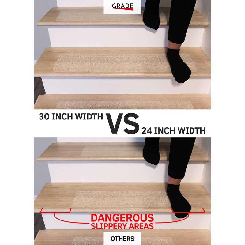 6”x30” Non-Slip Stair Treads Tape (14-Pack) – Clear Anti-Slip Grip