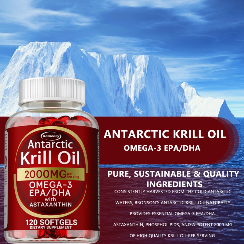 xemenry Antarctic Krill Oil - Omega-3 EPA, DHA, Astaxanthin, Anti