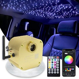 AMKI 16W Bluetooth Twinkle Fiber Optic Star Ceiling Lights Lamp Kit, LED RGBW Engine Driver APP/Remote Control (450pcs0.03in9.8ft)