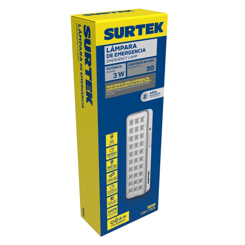 Surtek LRES3 Lámpara de LED recargable, para emergencia 180 lm