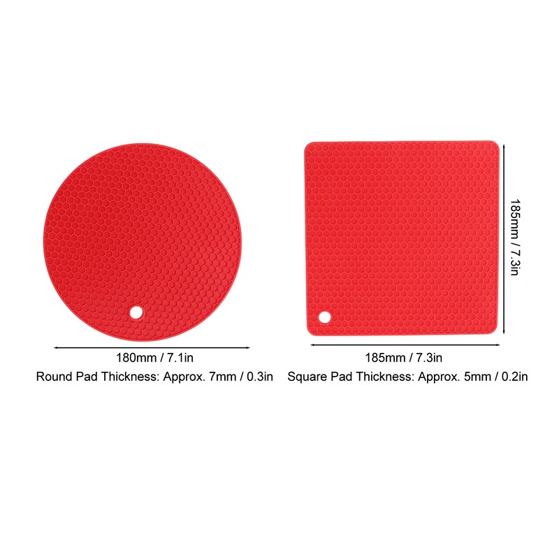 5Pcs Silicone Trivet Mat Square Round Honeycomb Hot Pad Non