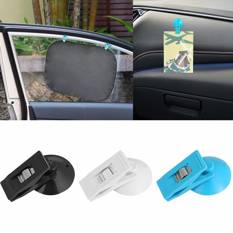TOGRAND 6PCS Multi Purpose Suction Cup Clip,Tickets Bills Organization Clamp,Car