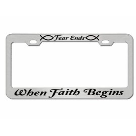Christian License Plate Frame Fear Ends When Faith Begins Christian Gifts for Women Novelty License Plate Frame Chrome