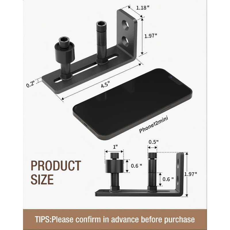WINSOON Sliding Barn Door Floor Guide - Adjustable Stay Rollers