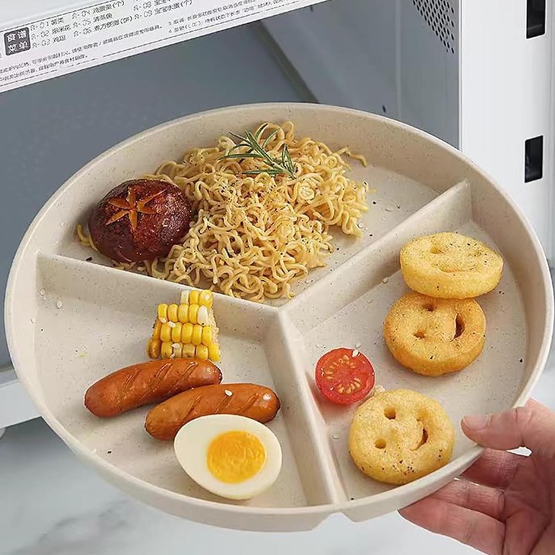 Ezranova 2 pcs Divided Dinner Plates,Reusable Plastic Divider Plates,Unbreakable Divided