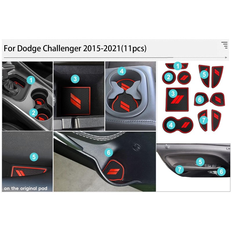 Auovo Anti-dust Mats for Challenger Accessories 2015-2023 Custom Interior Cup