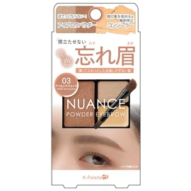K-Palette Nuance Powder Eyebrow+ 03 Mild Terracotta Large Eyebrow: 0.07 oz (2 g) Small Eyebrow: 0.04 oz (1 g) Concealer: 0.04 oz (1 g) An eyebrow palette that creates inconspicuous "light-colored