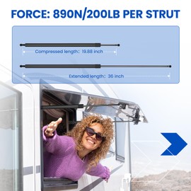 SYKRSS ST360M1200S10 36 inch 200Lb/890N Gas Struts Shock 36" 200lb Gas Spring Lift Support for Snowmobile Trailer Heavy-Duty Truck Cover Heavy-Duty Trap Door Heavy Duty Sled Trailer DIY Builds, 2 Pcs