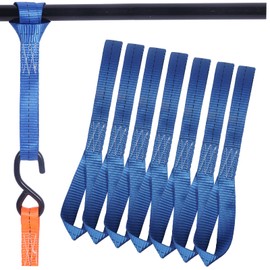 JAKAGO 8 PCS Soft Loop Tie Down Straps,Heavy Duty Webbed Nylon Lashing Loops Straps,Load Capacity 1500 LBS,Great for Car Motorbike Camping Climbing Hang Attachments (30cm/12in,Blue)