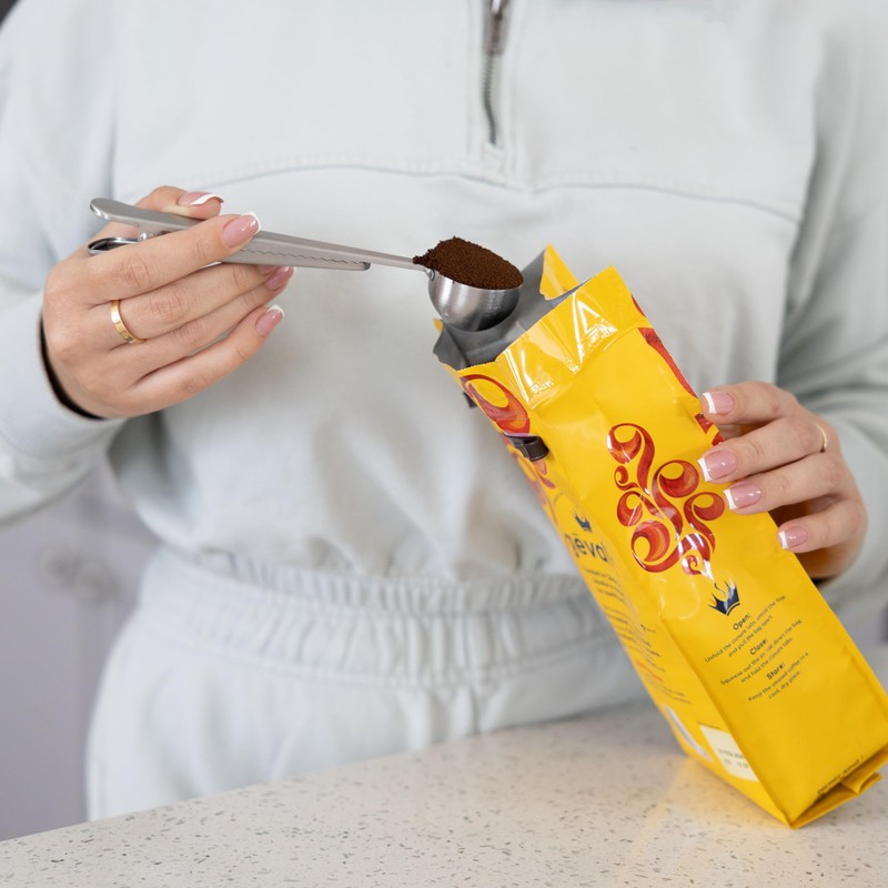 Fox Run Bag Spoon Clip, Coffee Measuring Spoon with Bag