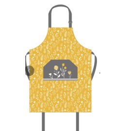 Unisex Chefs Apron & Double Oven Gloves Set Butchers Kitchen Cooks Restaurant Bistro BBQ School College POCKETS 100% Cotton Adult Men’s & Womens Novelty (Retro Meadow Apron and Double Oven Gloves Set)