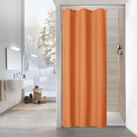 MitoVilla MitoVilla Orange Waffle Small Stall Shower Curtain 36 x 72, Half Size Fabric Narrow Shower Curtains for Bathroom Decor, 36 inch Weighted Shower Curtain Set with Plastic Hooks, Burnt Orange