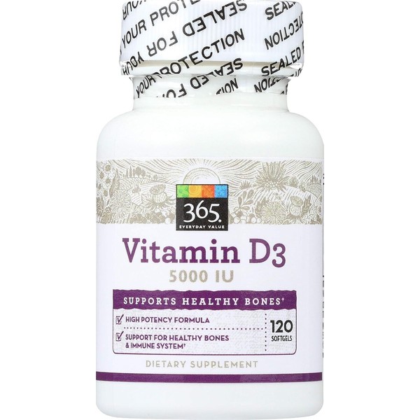 365 Everyday Value, Vitamin D3 5000 IU, 120 ct