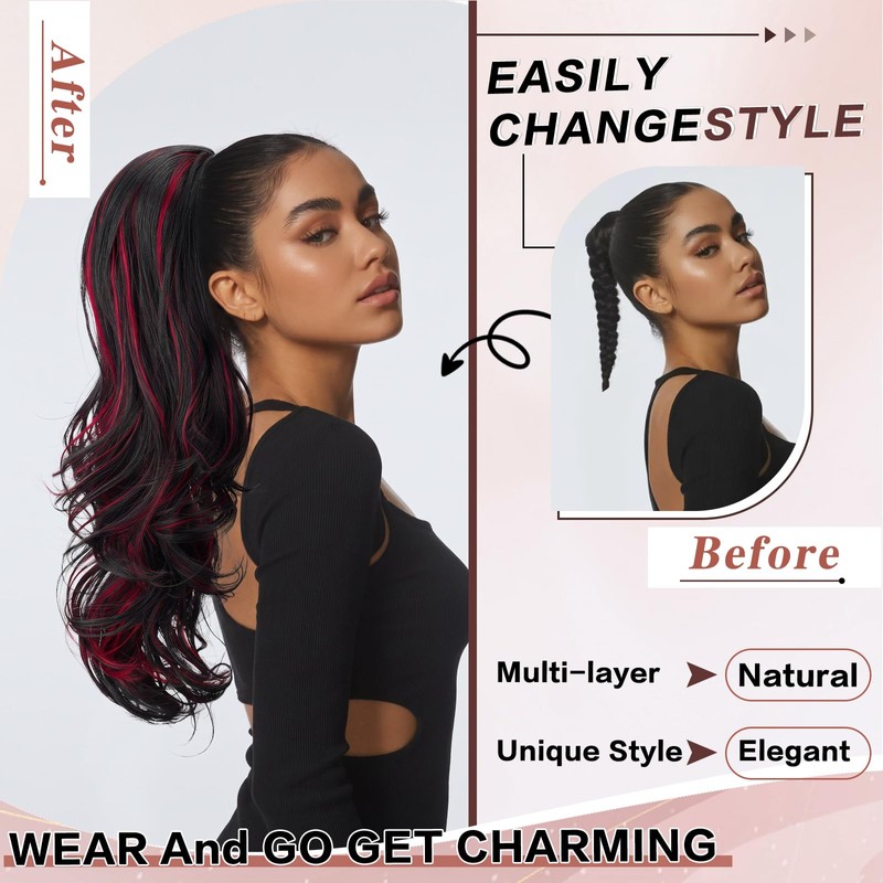 Ponytail Extension Drawstring Ponytail for Women 26" Long Wavy Curly
