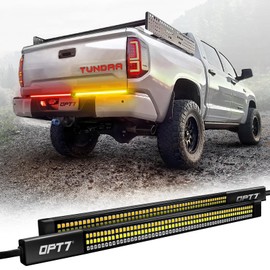 OPT7 Redline Parlux Triple Row LED Tailgate Light Bar for Tundra w/Sequential Amber Turn Signal - Weatherproof Rigid Aluminum Light Bars Compatible with Tundra Truck 2nd Gen. 2007-2021