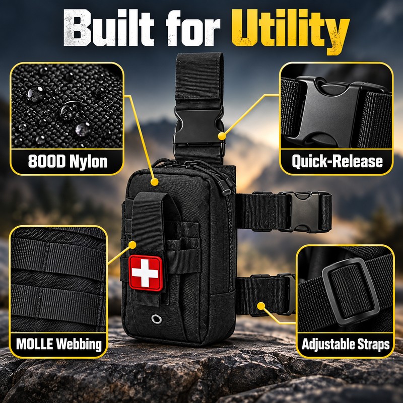 Tactical Drop Leg MOLLE Platform Pouch, 800D Nylon Thigh Rig