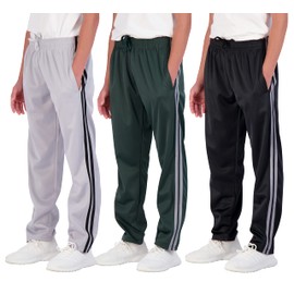 Real Essentials 3 Pack: Boys Active Tricot Sweatpants Track Pant Basketball Athletic Fashion Teen Sweat Pants Soccer Casual Girls Lounge Open Bottom Fleece Tiro Activewear Training- Set 7,M (10-12)