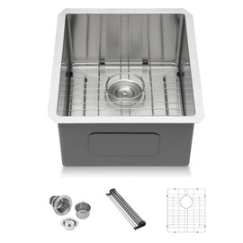 Lordear Undermount Bar Sink 17x19 Inch Small Kitchen Sink Bar Prep RV Single Bowl 16 Gauge Stainless Steel Small Bar Sink 17"x19" Handmade