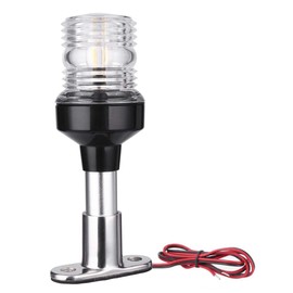 LYCAEA 6 inch 3 Nautical Mile Boat Anchor Light All Around LED Fixed Mount Navigation Light With Stainless Steel Base and Aluminum Tube, 12-24 VDC
