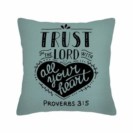Husandy Throw Pillow Covers Christian Lettering Biblical Trust in The Lord with Your Heart Jesus Testament Scripture Modern Proverbs Case 18x18 Inch Cushion Cover for Home Party Decor, (HUS-AN-DY024)