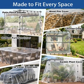 Clear Waterproof Tarp ， Extra Thick 8 Mil Vinyl, UV & Tear Proof, Reinforced Grommets, Greenhouse Plastic Sheeting for Rainproof Plant Cover, Perfect for Chicken Coops Camping Supplies （4x6ft）