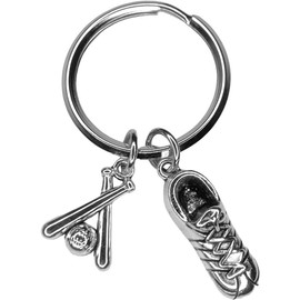Woodstar Baseball Keychain Bat Ball Spike Lightweight Compact Metal Keychain