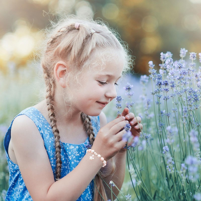 LunarCharm Pink and White Pearl Bracelet, Christening Gifts for Girls,
