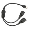 Extension Y Splitter Power Cord 3 Pin 1 to 2