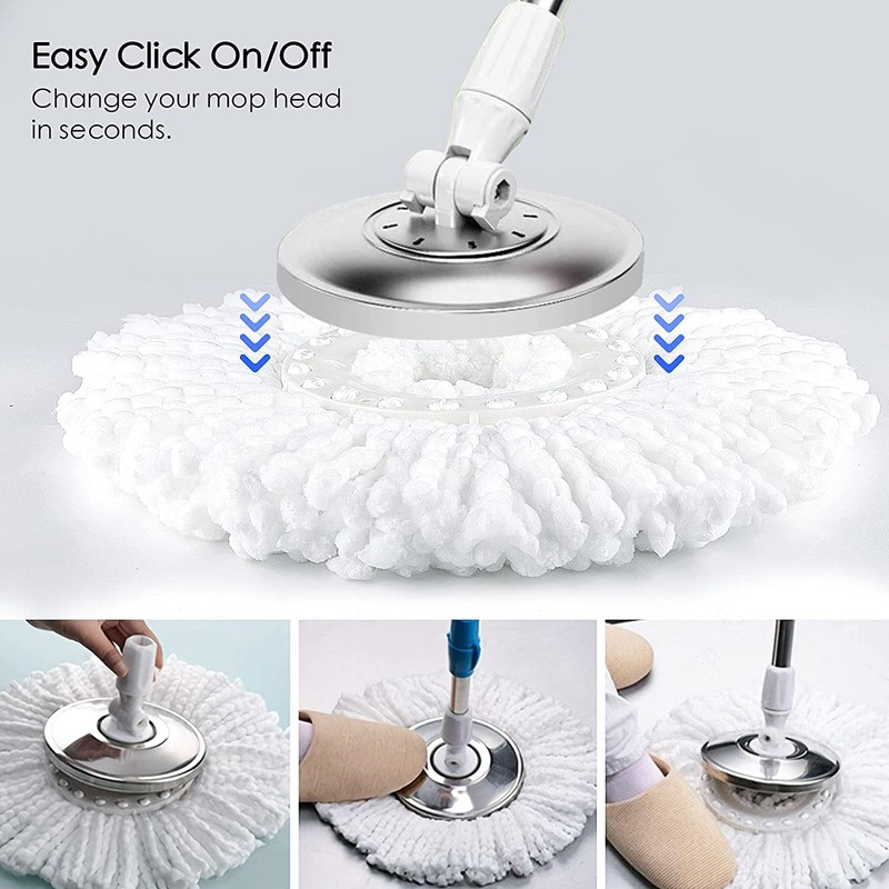 3 Pack Spin Mop Replacement Head 360° Microfiber Mops Refills