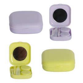 IHYjinchoo 2 Pack Multi-Color Contact Lens Case Kit with Mirror，Lightweight & Compact for Easy Storage，Durable & Portable for Travel (2, Purple & Green)