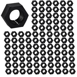 100 Pcs Nylon Hex Nuts Plastic Threaded Insert Locking Nuts for Screws Bolts, Black