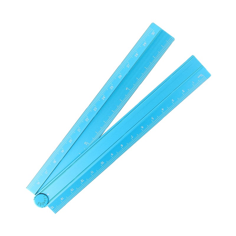 sourcing map Folding Straight Ruler 30cm Metric Aluminum Alloy Protractor