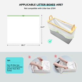 Bilibara 65 Count Drawstring Litter Box Liner Bags for Auto Self-Cleaning Litter Box, Extra Thick Leak Proof Cat Litter Replacement Waste Bags, Unscented, 18.1"W x 15.7"H, 3.5 Gal（Fit for SC01/SC02）