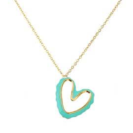 Heart Necklace for Women Pink Heart Pendant Necklace Gold Hollow Heart Necklaces for Birthday Gift