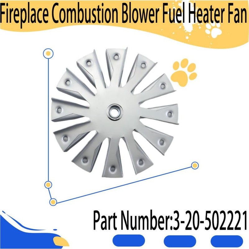 VMQ Fireplace Combustion Blower Fuel Heater Fan 3-20-502221 Double Paddle