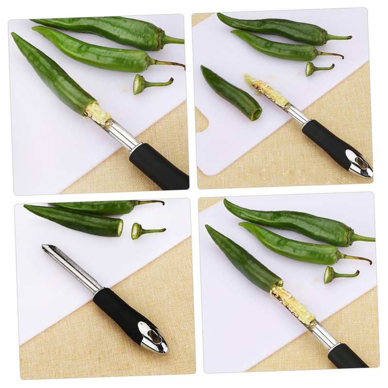 GRIRIW 2pcs Pepper Corers Ergonomic Chili Core Removing Tools for