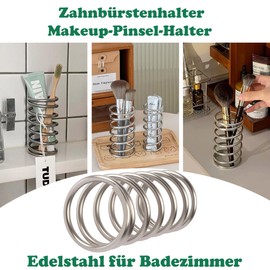 SOSMAR Spiral Zahnbürstenhalter Edelstahl, 2 Stück/2 Sizes - Multifunktionale Aufbewahrung Ständer Halterung für Elektrische Zahnbürste, Zahnbürste, Zahnpasta, Make-up-Pinsel, Stifte u.a.
