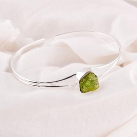 Natural Raw Peridot Cuff Bracelet, Healing Crystal Cuff Bracelet, Bangle Bracelet, Rough Gemstone Bracelet, Jewelry For Woman (peridot)