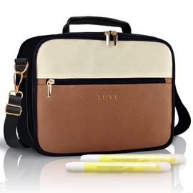 Large Bible Cover w/Shoulder Strap Bundled with 2 Gel Highlighters, Carrying Book Case Church Bag Bible Protective w/Pen Slots and Zippered Pocket, Gift for Women Lady, Elegant Modern Bible Cover