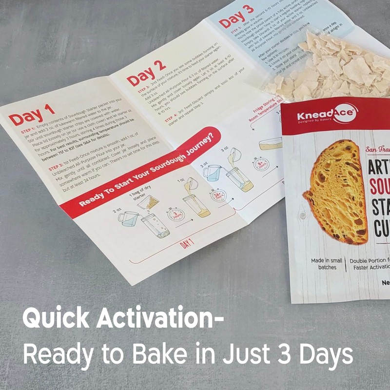 KneadAce Sourdough Starter Culture – Fast-Activating Natural Wild Yeast for