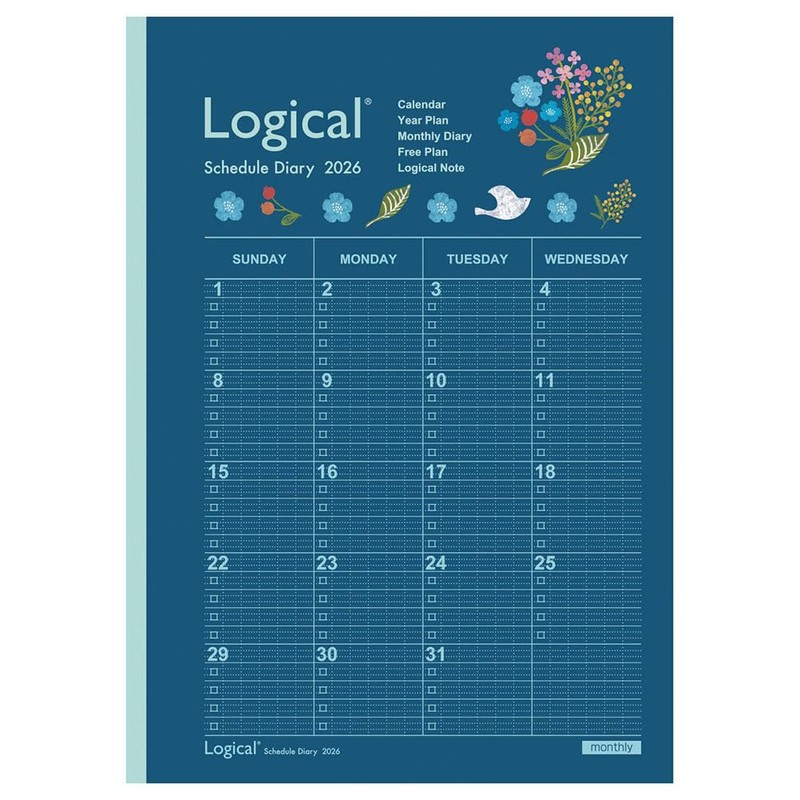【2026 Edition Hand Diary】 Nakabayashi Logical Diary 2026 Monthly Notebook