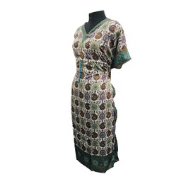 Kunal - Vestido largo de caftán con estampado étnico de caftán para mujer, ropa de noche, ropa de playa, traje de baño, bohemio, hippie, color verde azulado, talla L, verde azulado, One Size-Large
